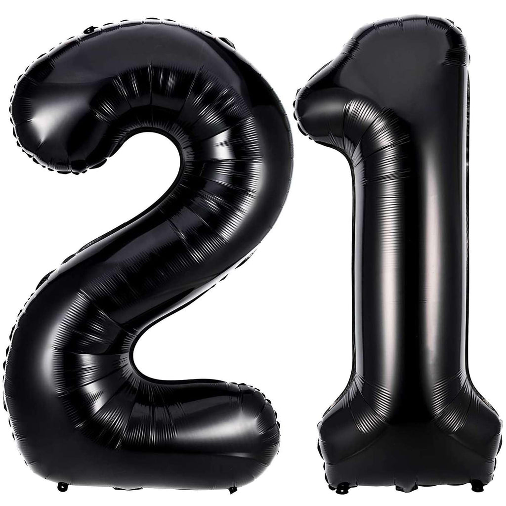 Lovoir Black 21 Number Balloons – 40-Inch Giant Foil Mylar 21st Birthday Party Decor