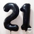 Lovoir Black 21 Number Balloons – 40-Inch Giant Foil Mylar 21st Birthday Party Decor