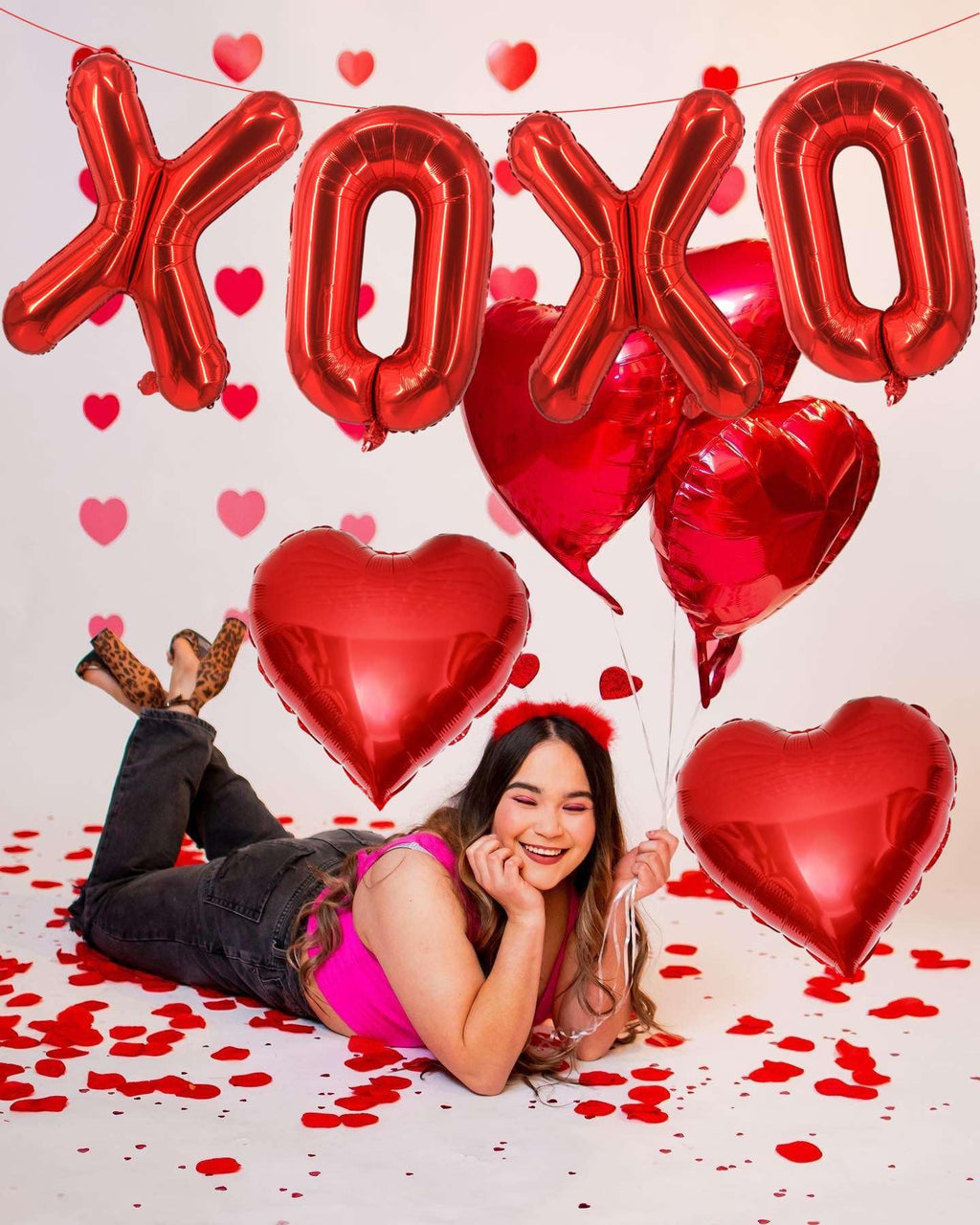 Lovoir 16-Inch Red XOXO Heart Balloons – 6 Pcs Valentine’s Day Decor