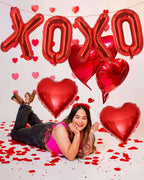 Lovoir 16-Inch Red XOXO Heart Balloons – 6 Pcs Valentine’s Day Decor