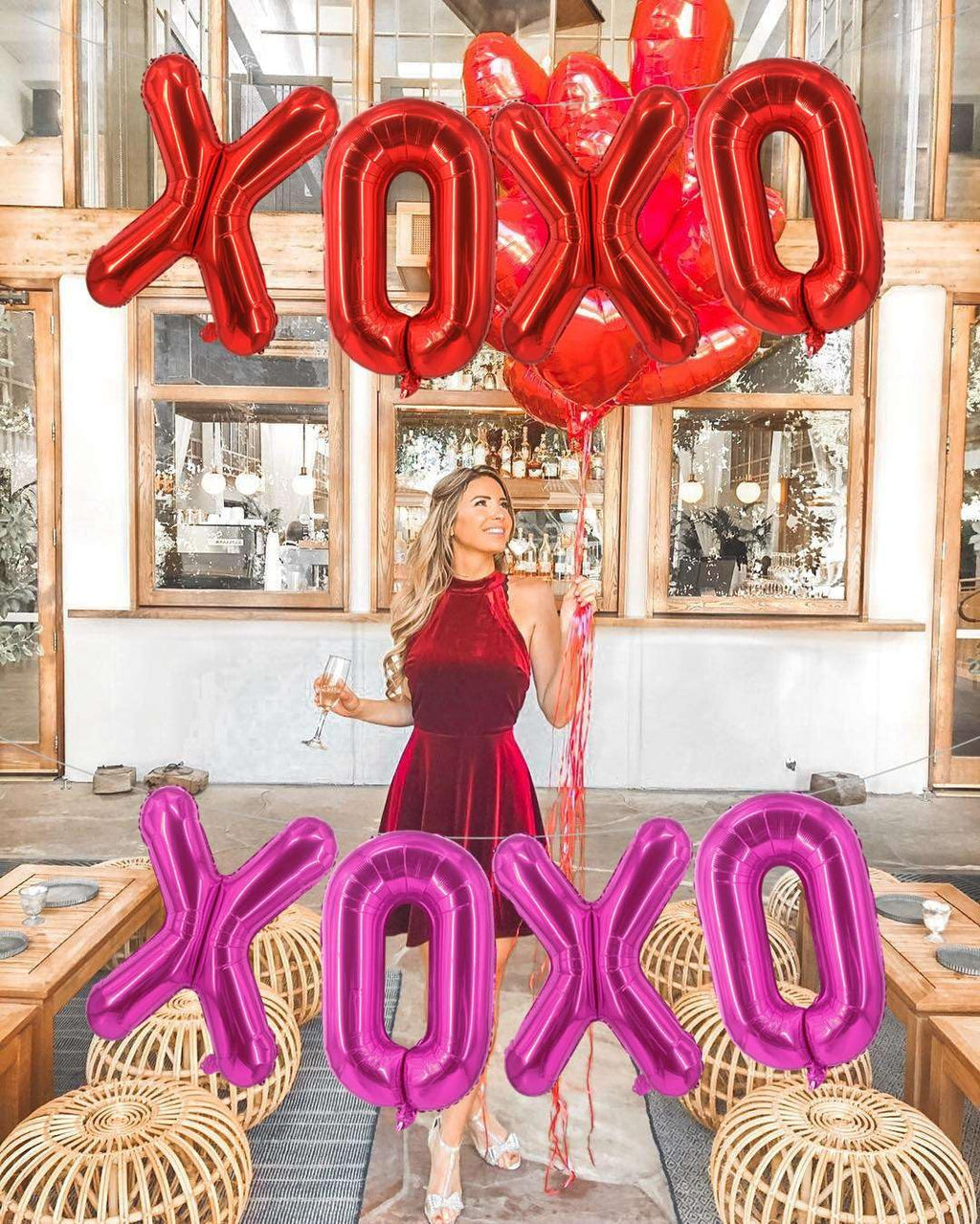 Lovoir 16-Inch Red XOXO Pink XOXO Balloons — 8 Pieces Valentine’s Day Letter Balloons