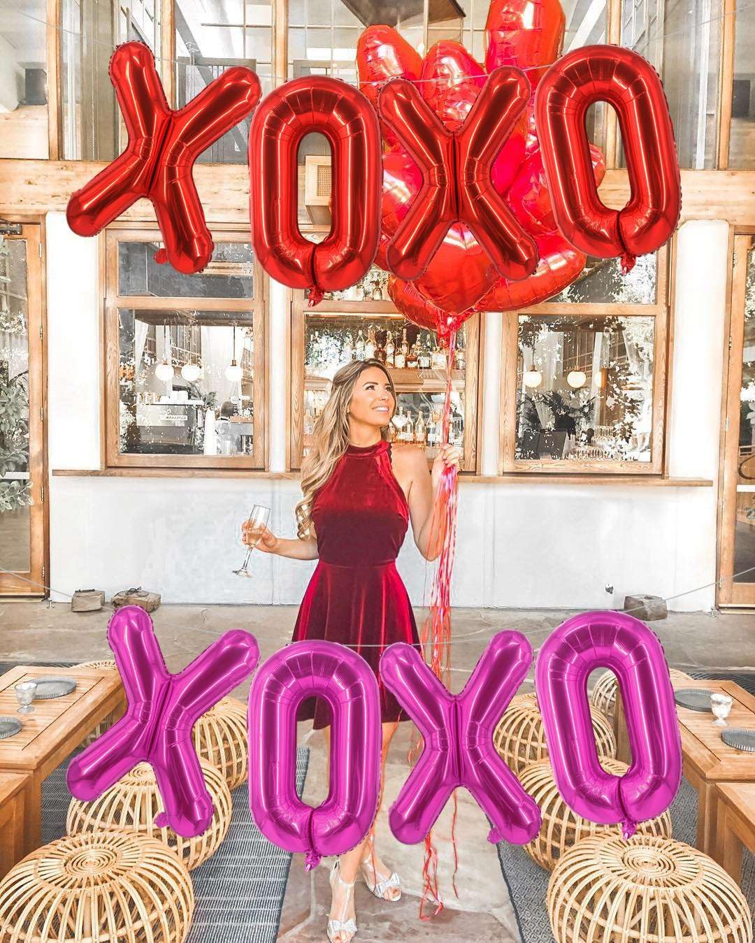 Lovoir 16-Inch Red XOXO Pink XOXO Balloons — 8 Pieces Valentine’s Day Letter Balloons