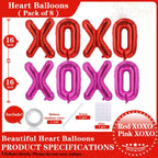 Lovoir 16-Inch Red XOXO Pink XOXO Balloons — 8 Pieces Valentine’s Day Letter Balloons