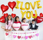 Lovoir 16-Inch Gold I LOVE YOU Balloons - 10 Pc Red Heart Letter Balloons for Valentine's Day & Weddings