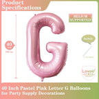 Lovoir Pink Letter G Balloons - 40 Inch Pastel Pink Foil Mylar Balloon for Birthday & Anniversary