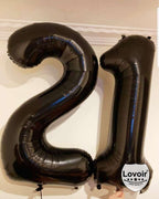Lovoir Black 21 Number Balloons – 40-Inch Giant Foil Mylar 21st Birthday Party Decor