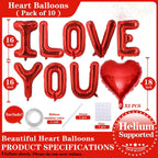 Lovoir 16-Inch Red I LOVE YOU Balloons – 10 Pcs, Valentine’s Day Banner for Weddings & Parties