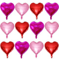 Lovoir 12 Pcs Red Heart Foil Mylar Balloons – 18in Valentine’s Day Romantic Decor (Red, Pearl Pink & Hot Pink)