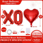 Lovoir 16-Inch Red XOXO Heart Balloons – 6 Pcs Valentine’s Day Decor