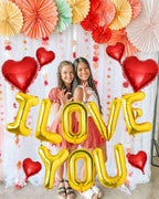 Lovoir 16-Inch Gold I LOVE YOU Balloons - 10 Pc Red Heart Letter Balloons for Valentine's Day & Weddings