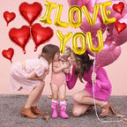 Lovoir 16-Inch Gold I LOVE YOU Balloons - 10 Pc Red Heart Letter Balloons for Valentine's Day & Weddings