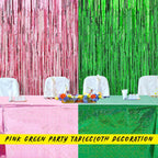 LOYIM 2 Pcs Witch Holographic Tablecloth – Pink & Green 54x108 in | Princess & Witch Theme