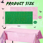 LOYIM 2 Pcs Witch Holographic Tablecloth – Pink & Green 54x108 in | Princess & Witch Theme