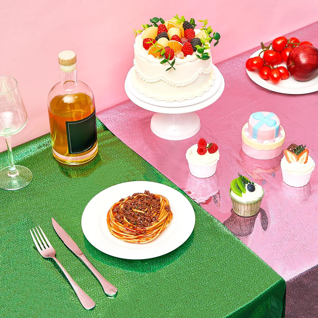 LOYIM 2 Pcs Witch Holographic Tablecloth – Pink & Green 54x108 in | Princess & Witch Theme