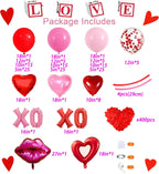 LSYBBDECOO Valentines Balloon Arch Kit — 570pcs Red & Pink Balloons, Rose Petals, Lip/XOXO Foil Balloons