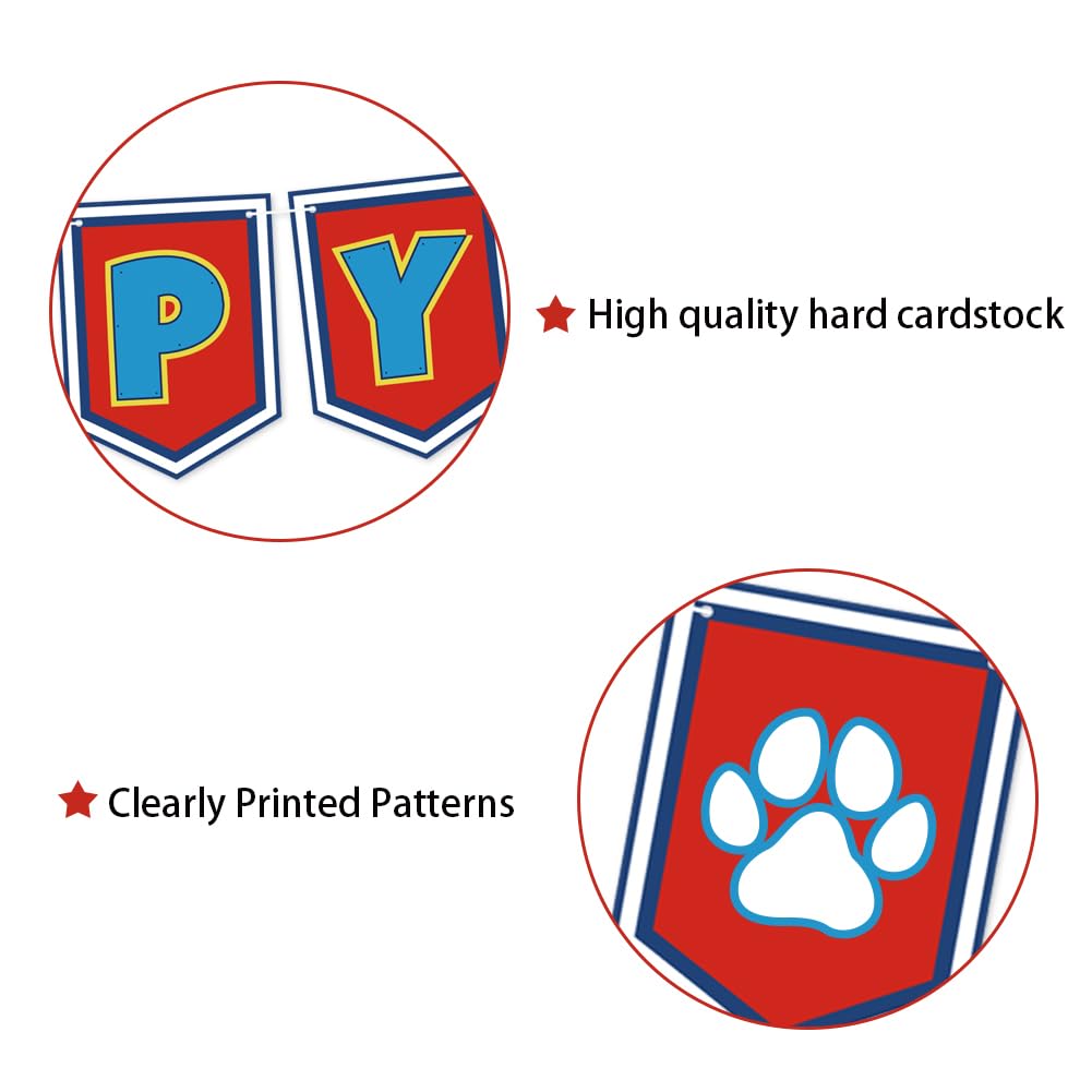 Lsydzh Cartoon Dog Paw Birthday Banner - Cute Cartoon Party Sign for Boys