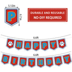 Lsydzh Cartoon Dog Paw Birthday Banner - Cute Cartoon Party Sign for Boys