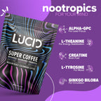 Lucid Superfood Organic Mushroom Coffee with Nootropics – Lion's Mane, Cordyceps & Tremella – Instant Focus Coffee – USA Made