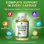 Lukaree Organic Oregano Oil Capsules with Black Seed Oil – 99% Carvacrol, 5-in-1 with Vitamin D3 & E, Black Pepper | 2-Pack