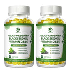 Lukaree Organic Oregano Oil Capsules with Black Seed Oil – 99% Carvacrol, 5-in-1 with Vitamin D3 & E, Black Pepper | 2-Pack