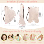 Lusomch Gua Sha Tools – 3Pcs Pink Jade Set for Face & Body