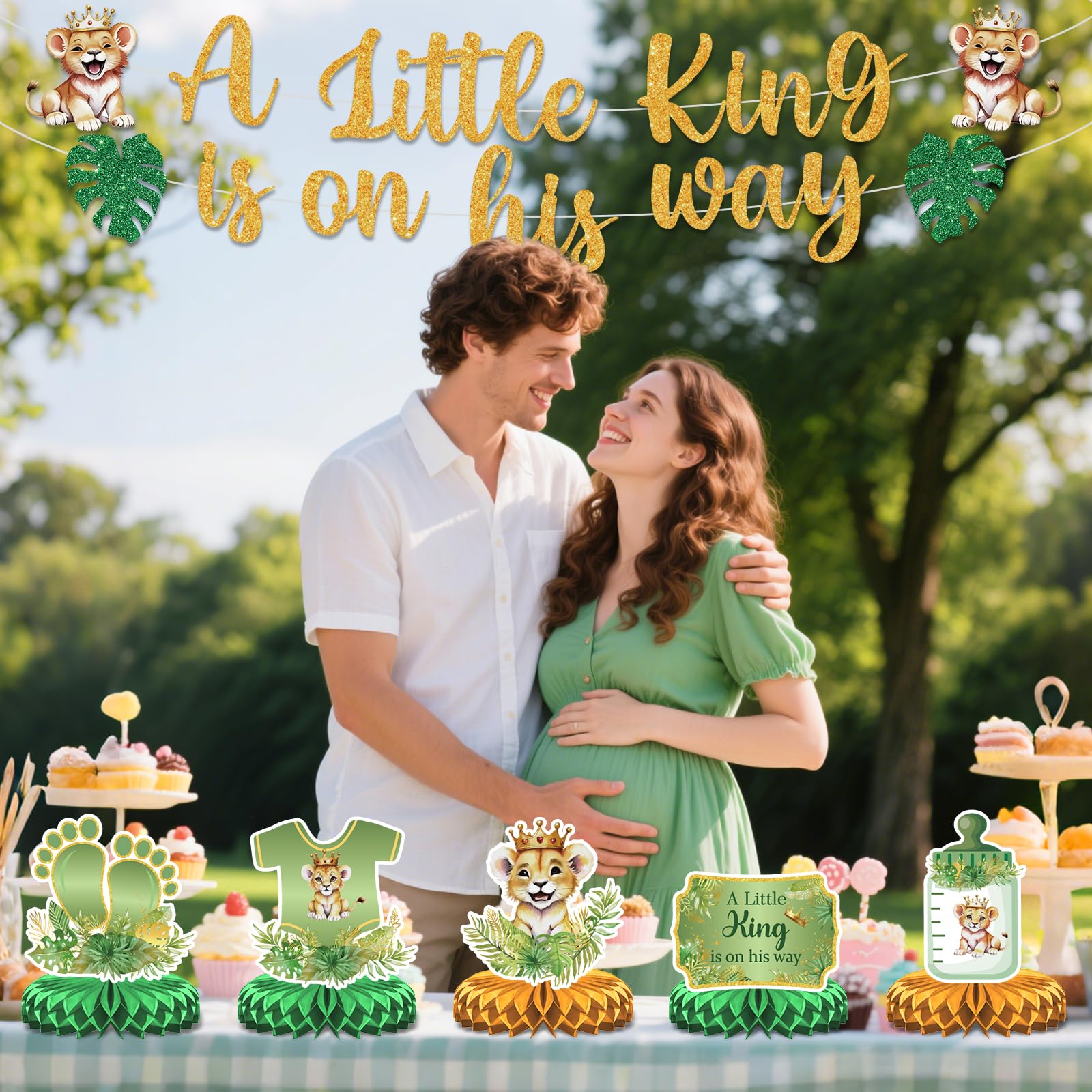 LUUFILx Lion Baby Shower Decorations – A Little King on His Way Banner & Safari Party Supplies