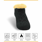 Sock Stack Slipper Socks Sherpa Lined Warm Nordic Fair Isle Non Slip Indoor Winter House Shoes Black Navy Grey UK 4 To 7 8 To 12