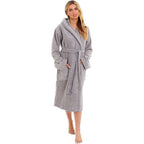Daisy Dreamer Women Bamboo Hooded Dressing Gown Towelling Robe Ultra Absorbent Grey Cotton Rich Easy-Care Bath Robe