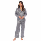 Daisy Dreamer Womens Satin Silk Pyjama Set Long Sleeve Dress Shirt Collar Loose Fit Pants