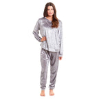 Daisy Dreamer Women's Crushed Velvet Pyjama Set Soft Loungewear Easy Care Easy-Care Cotton Rich Sleep Set