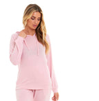 Daisy Dreamer Hooded Pyjama Set Womens Pink Grey Long Sleeve Hoodie and Pants Luxurious