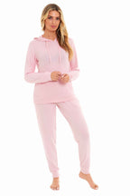 Daisy Dreamer Hooded Pyjama Set Womens Pink Grey Long Sleeve Hoodie and Pants Luxurious