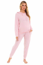 Daisy Dreamer Hooded Pyjama Set Womens Pink Grey Long Sleeve Hoodie and Pants Luxurious