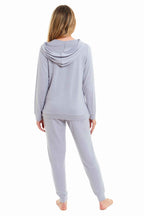 Daisy Dreamer Hooded Pyjama Set Womens Pink Grey Long Sleeve Hoodie and Pants Luxurious