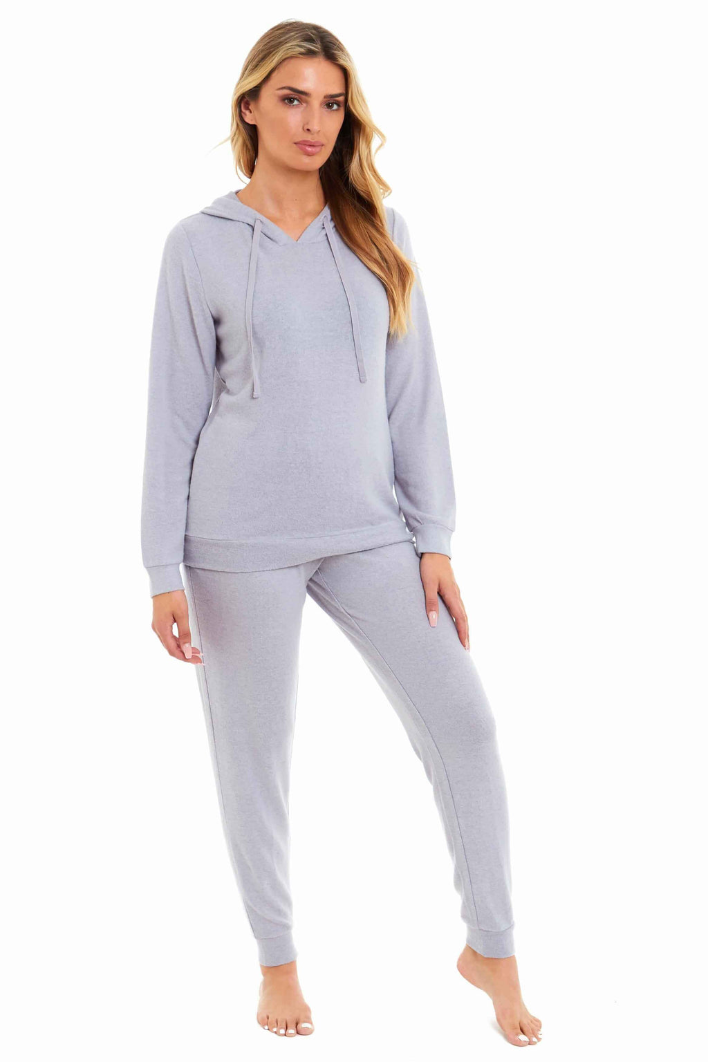 Daisy Dreamer Hooded Pyjama Set Womens Pink Grey Long Sleeve Hoodie and Pants Luxurious