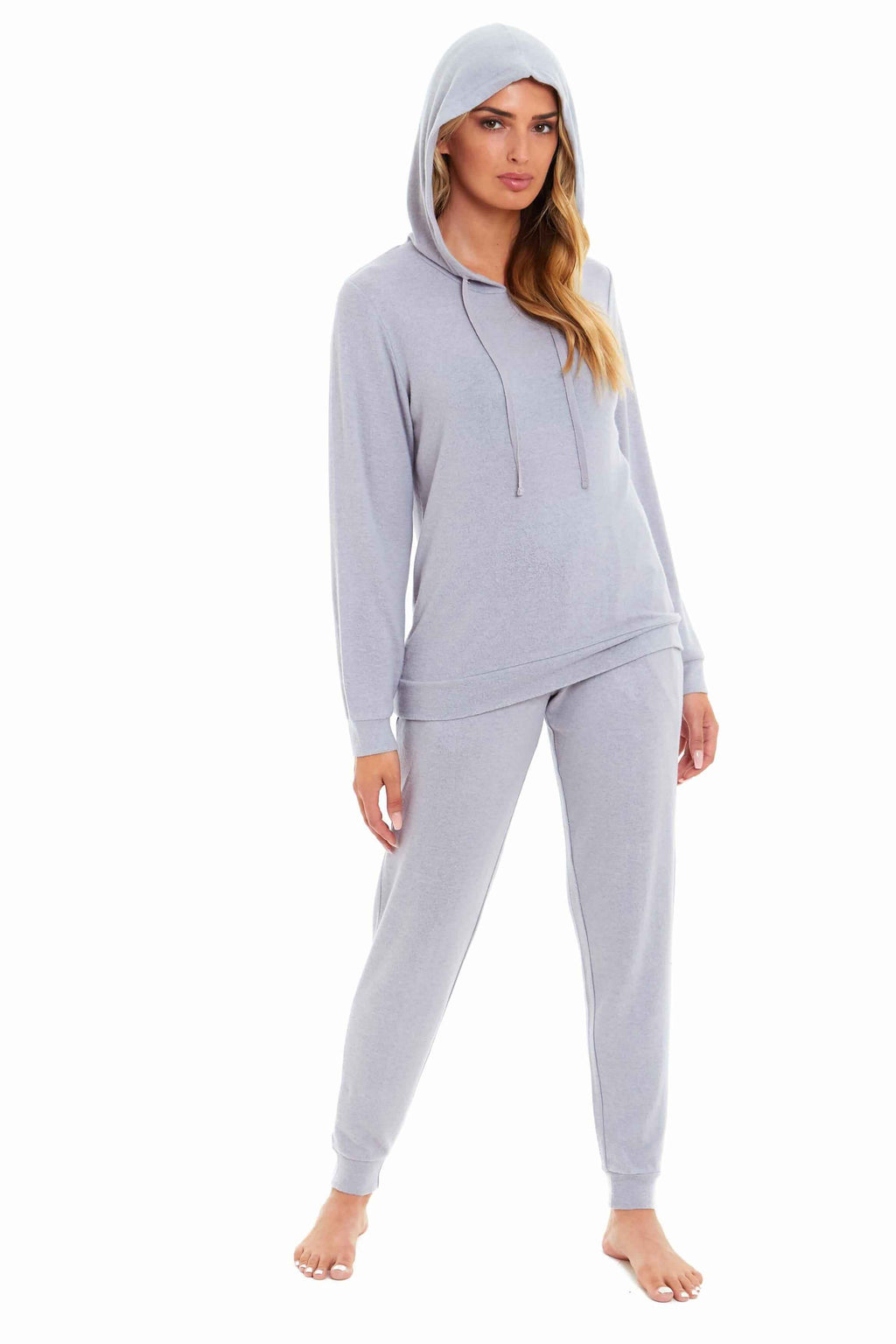 Daisy Dreamer Hooded Pyjama Set Womens Pink Grey Long Sleeve Hoodie and Pants Luxurious