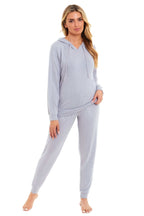 Daisy Dreamer Hooded Pyjama Set Womens Pink Grey Long Sleeve Hoodie and Pants Luxurious