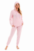Daisy Dreamer Hooded Pyjama Set Womens Pink Grey Long Sleeve Hoodie and Pants Luxurious