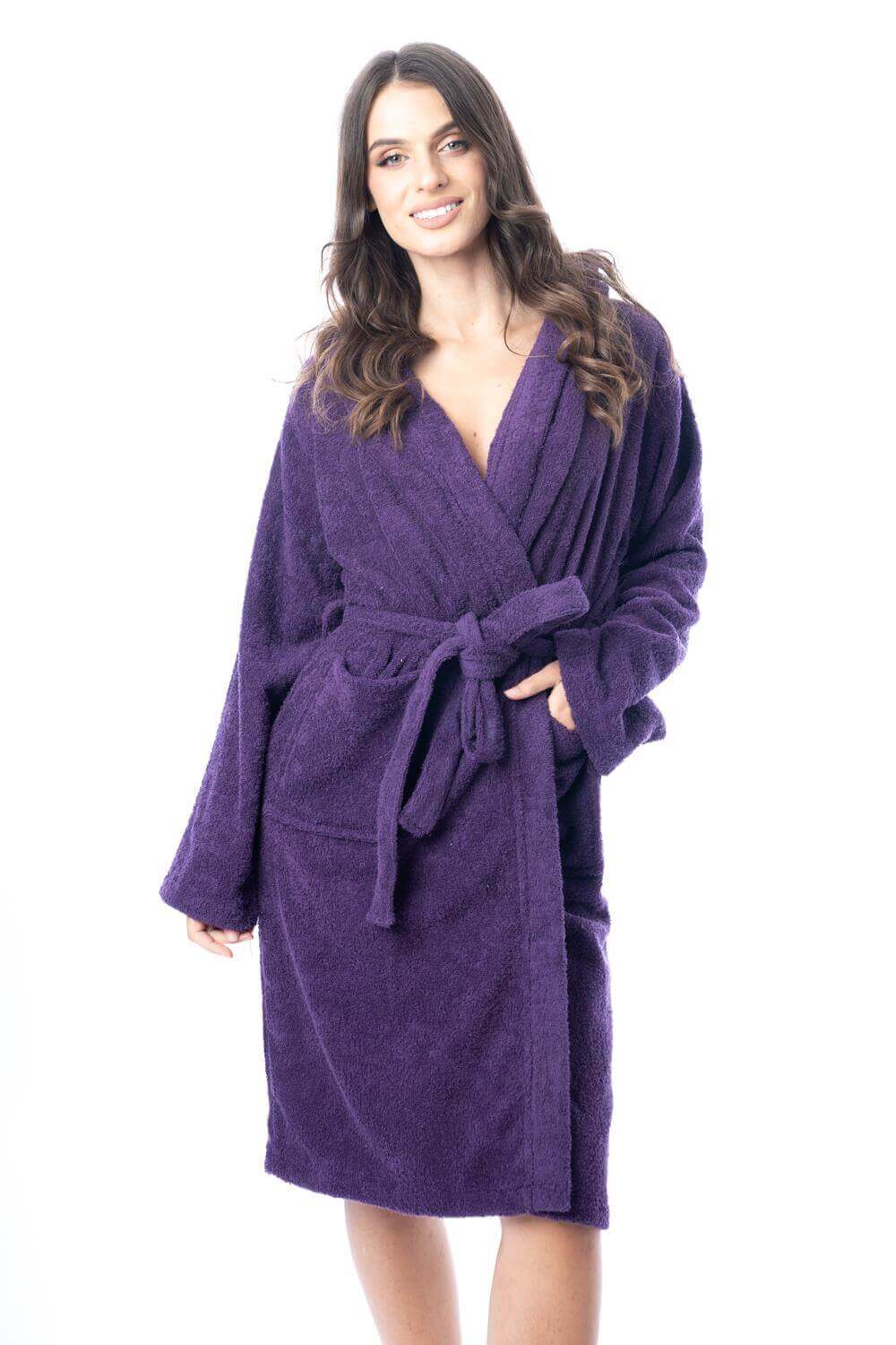 Daisy Dreamer Womens Bath Robe 100 Percent Cotton Terry Towelling Ultra-Absorbent Soft Cozy Dressing Gown For Home Spa Gym Travel