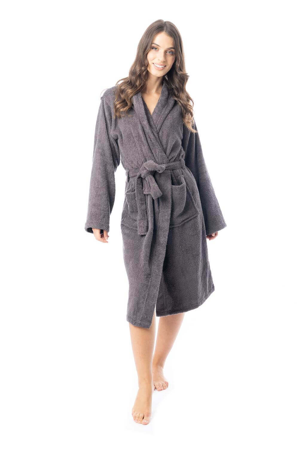 Daisy Dreamer Womens Bath Robe 100 Percent Cotton Terry Towelling Ultra-Absorbent Soft Cozy Dressing Gown For Home Spa Gym Travel