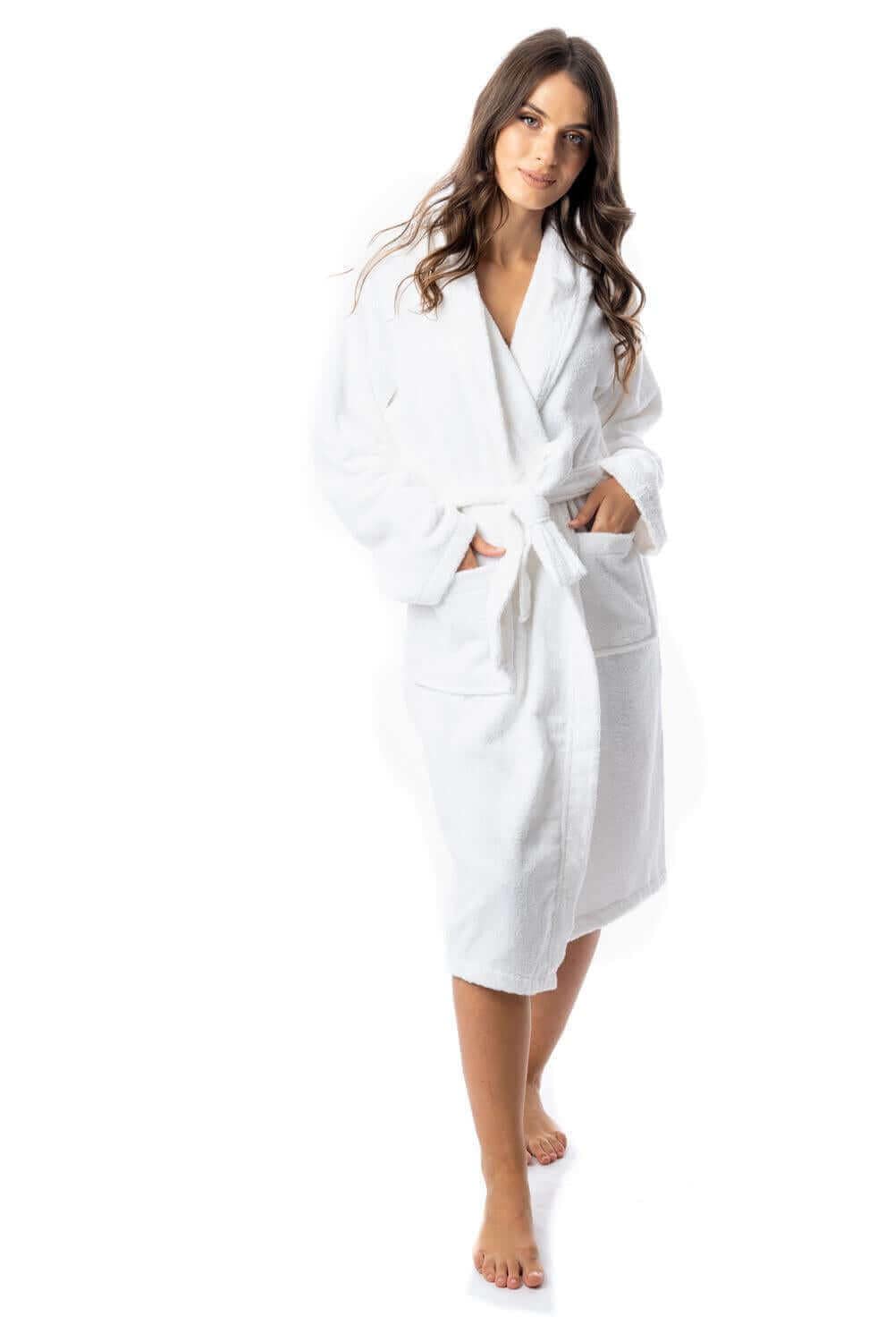 Daisy Dreamer Womens Bath Robe 100 Percent Cotton Terry Towelling Ultra-Absorbent Soft Cozy Dressing Gown For Home Spa Gym Travel