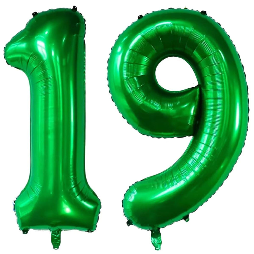 LVMOQIQIU 40-Inch Dark Green Foil Number Balloons – 19 & 91 for Parties