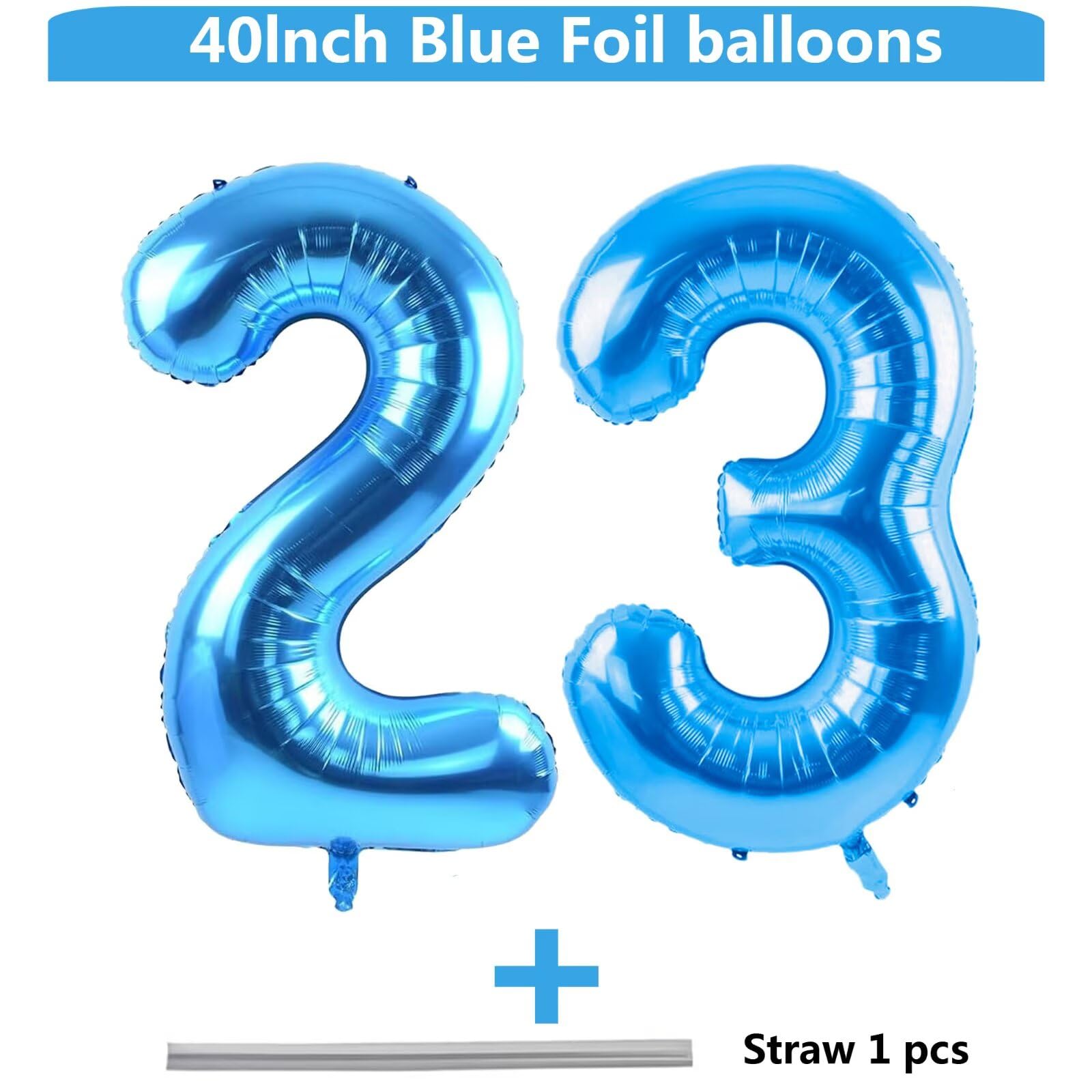 LVMOQIQIU 40 Inch Blue Foil Number Balloons – 23 & 32 for Birthday, Wedding, Anniversary Party Decor