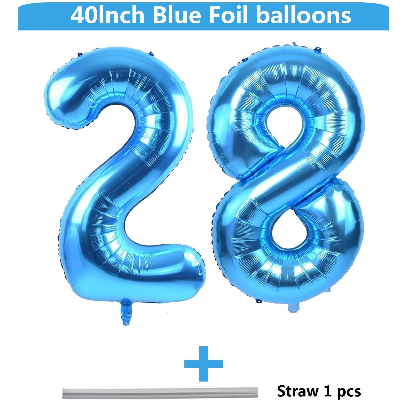 LVMOQIQIU 40-Inch Blue Foil Number Balloons — Set of 2 Large Numeric Balloons for Birthday, Anniversary & Photo Backdrops
