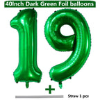 LVMOQIQIU 40-Inch Dark Green Foil Number Balloons – 19 & 91 for Parties