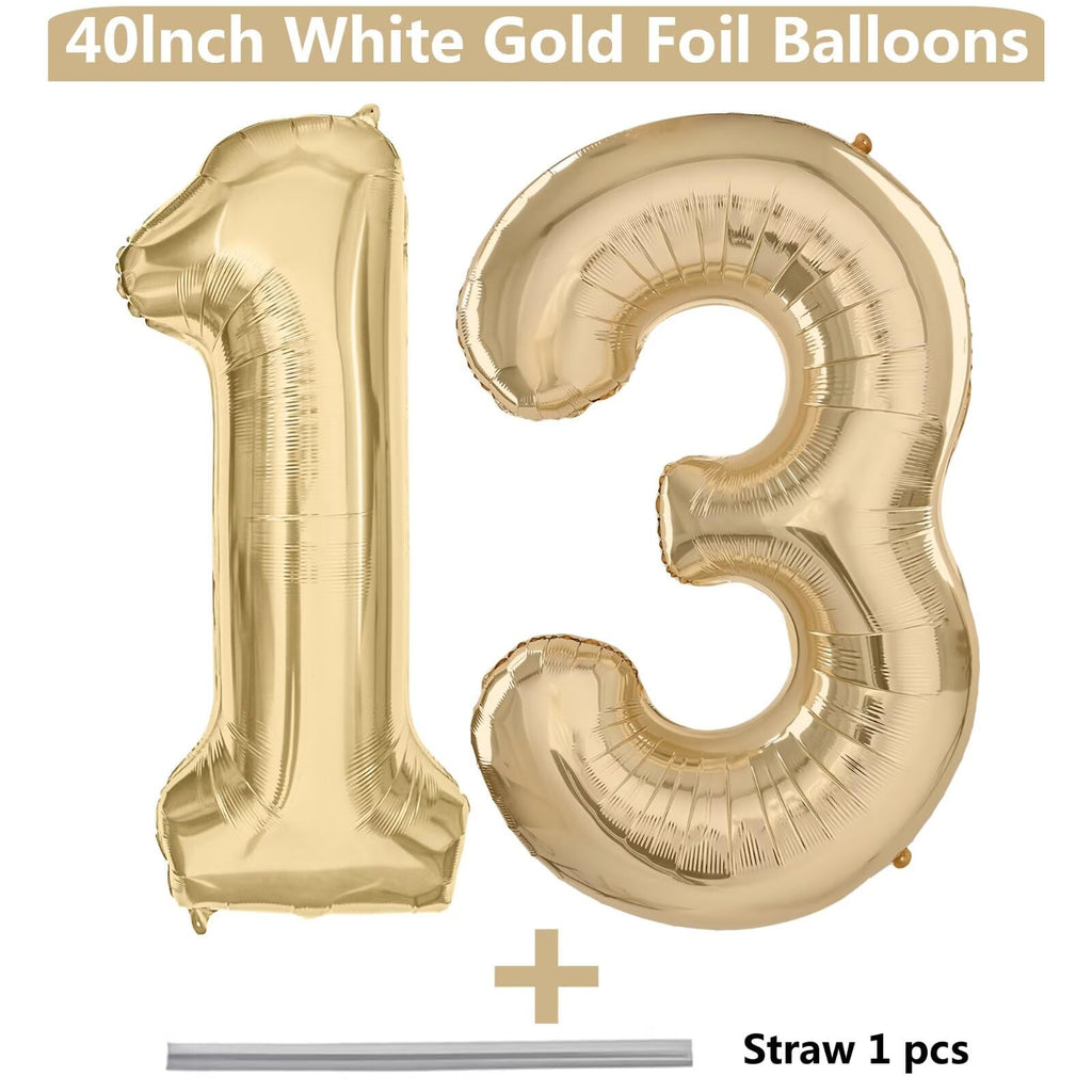 LVMOQIQIU Light Gold 40-Inch Number Balloons – 13 & 31 Foil Balloons for Birthday & Wedding Decor