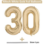 Light Gold 40-Inch Number Balloons (30) – LVMOQIQIU Champagne Gold Foil Balloons for 30th Birthday, Weddings