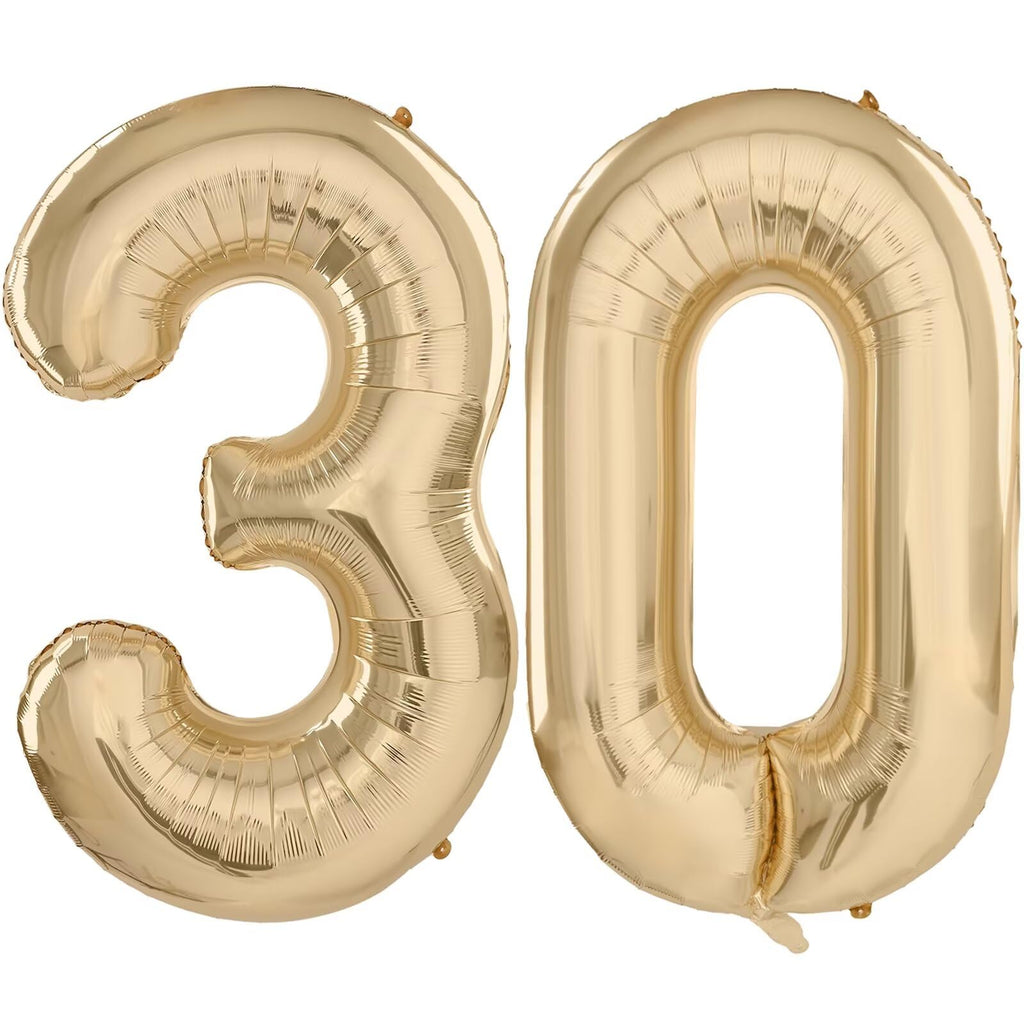 Light Gold 40-Inch Number Balloons (30) – LVMOQIQIU Champagne Gold Foil Balloons for 30th Birthday, Weddings