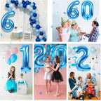 LVMOQIQIU 40-Inch Blue Foil Number Balloons — Set of 2 Large Numeric Balloons for Birthday, Anniversary & Photo Backdrops