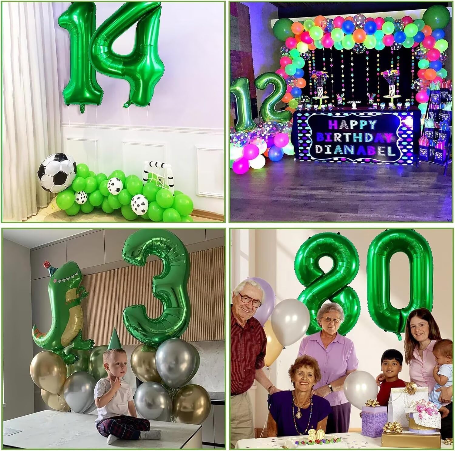 LVMOQIQIU 40-Inch Dark Green Foil Number Balloons – 19 & 91 for Parties
